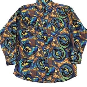 Vintage western retro gecko lizard bright print cowboy shirt panhandle slim XL